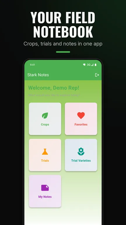 Stark Notes home screen